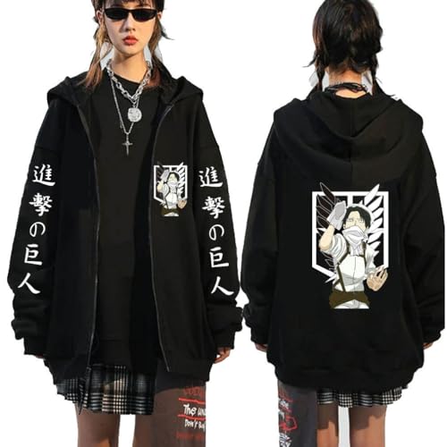 Symish Anime Zipper Hoodie Full Zip Jacket Coat Pullover Long Sleeve Survey Corps Sweatshirt for Boy And Girl