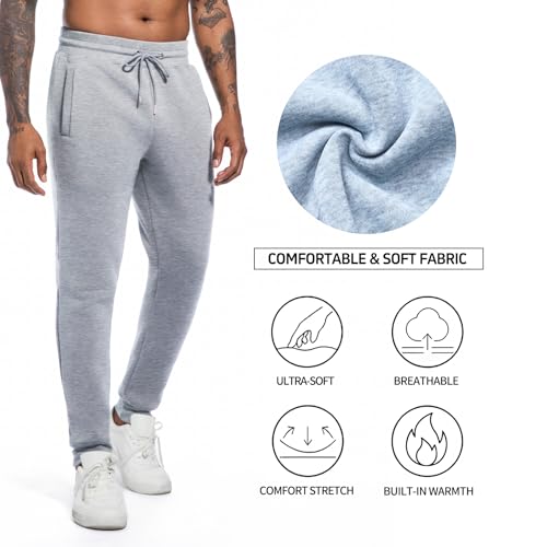 Mens Sweatpants with Pockets, 3 Pack Fleece Casual Jogger for Men Athletic Pants with Drawstring2