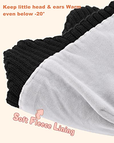 Hatiis Baby Beanie With Ear Flaps Toddler Winter Hat Cute Beanie Soft Fleece Lining (Black, 3-24 Months) #TOP2