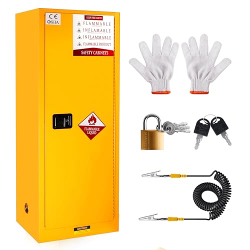 45" H x 23" W x 18" D Safety Storage Cabinet, 55 Gallon Adjustable Shelf Chemical Storage Cabinet, Galvanized Steel Flammable Liquid Storage Cabinet, for Industrial and Home Use