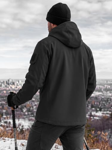 Image of FREE SOLDIER Men's Waterproof Softshell Jacket Fleece Lined Outdoor Jacket Tactical Military Hoodie Windbreaker