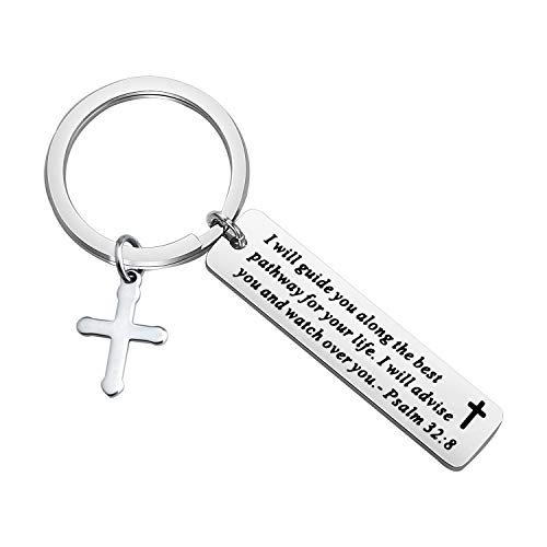 MYOSPARK Christian Keychain I Will Guide You Along The Best Pathway for Your Life Religious Jewelry