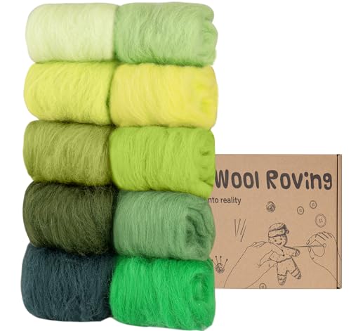 Homewit Filzwolle Set,10 Farben Je 10 Gramm,Filzwolle Nassfilzen...