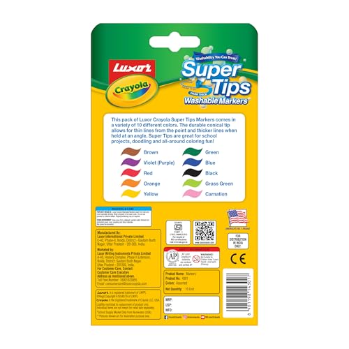 Image of Luxor Crayola Washable Super Tips Markers 10 Shades