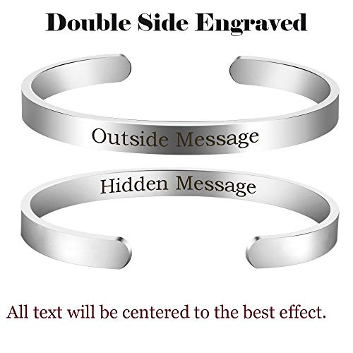 Personalized Inspirational Bracelets Custom Engraved Name Mantra Quote Customizable Bangle Cuff Id Bracelet(6Mm-Silver) #TOP4