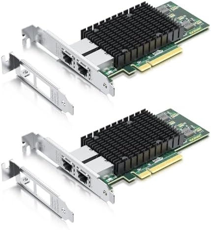 10Gtek 10Gb Dual RJ45 Port Network Card with X540 Controller, PCIe Ethernet LAN Adapter for Windows/Linux/ESX Servers, Compare to Intel X540-T2, 2-Pack