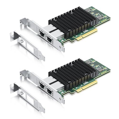 Image of 10Gtek 10Gb Dual RJ45 Port Network Card with X540 Controller, PCIe Ethernet LAN Adapter for Windows /Linux /ESX Servers, Compare to Intel X540-T2, 2-Pack