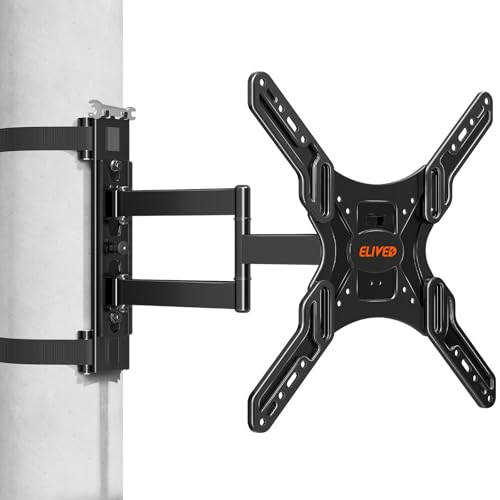 ELIVED Pillar TV Mount for Most 26-60 TVs Column TV Mount for Gazebo Patio Pergola No Drill Full Motion tv Bracket Swivel and Tilt Fits Multi-Shaped Poles Max VESA 400x400mm 77 Lbs.