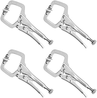 Kurtzy 13.3cm/5.23 Inches Metal Grip Locking C Clamp Pliers with Adjustable Screw and Swivel Pads (4 Pack) - Mini Easy and Quick Release Welding Pliers for Uneven Surfaces, Angles, Crafts & Hobbies