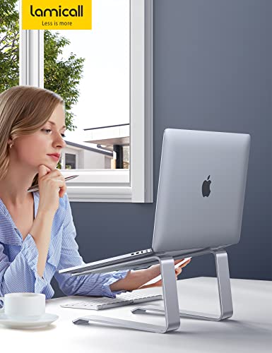 Image of Laptop Stand, Lamicall Laptop Riser Holder : Ergonomic Detachable Aluminum Computer Notebook Stand Elevator for Desk, Compatible with MacBook Air Pro, Dell XPS, HP (10-15.6'') - Silver