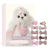 BIANHUAN Dog Hair Clips 10pcs Rubber Bands Small Dog Bows Beige Cute Pet Grooming Accessories Alligator Clips Stay in Hair Bear Barrettes Hairpin Topknot Headdress Yorkie Puppy Maltese Girls Dogs