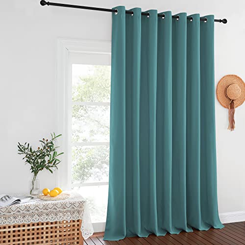 NICETOWN Room Dividers Curtains Screens Partitions, 108 inches Patio Door Curtains, Thermal Drapes Sliding Door Blinds for Hotel and Office (Sea Teal, W100 inches)