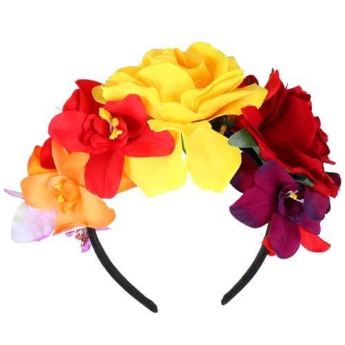 Amabro Diademas de Halloween, diadema floral do dia dos mortos, coroa de rosas mexicanas, cocar de Halloween, cosplay, festa, disfarce, coroa de cabelo, decorações para mulheres e homens