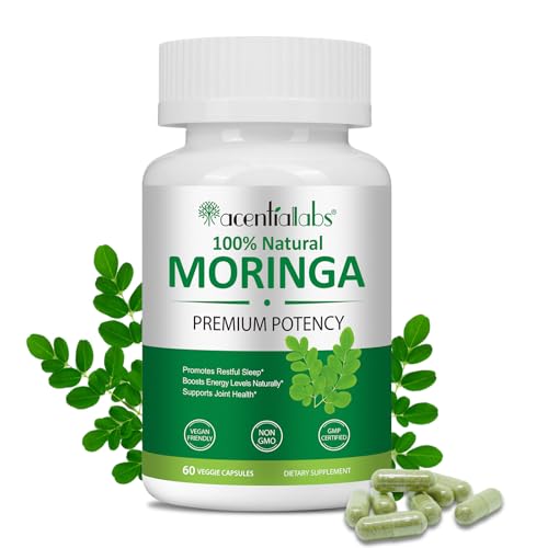 Moringa Capsules - Moringa Powder Organic, Natural Superfood Supplement for Energy, Skin, Immune & Gut Health | Rich in Antioxidants, Vitamins & Amino Acids, Vegan Pure Capsules - 60 Count