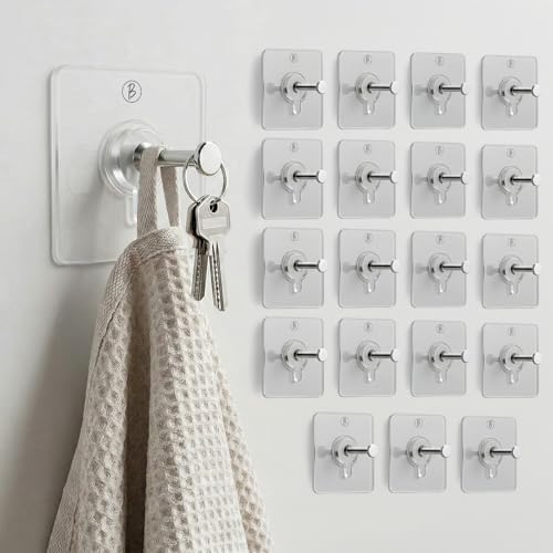 Image of Frame Hooks for Wall Without Drilling |Heavy Duty for Wall Heavy Items |Nail Free Sticky Hook for Hanging Frames, Clocks, Keys |Reusable for Bathroom, Kitchen, and Home Decor (Transparent PO20)