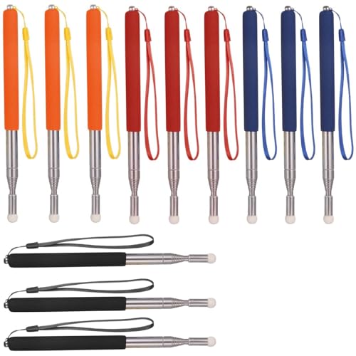 LUMINFLY 12 Pcs Pointer Sticks with Lanyard, 39.4 in Extendable Teacher Pointer for Classroom, Non-Slip Grip, Felt Tip, Whiteboard Presentation Tools
