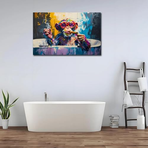 Déco murale toilettes originale avec l'affiche singe drôle pop art - 4