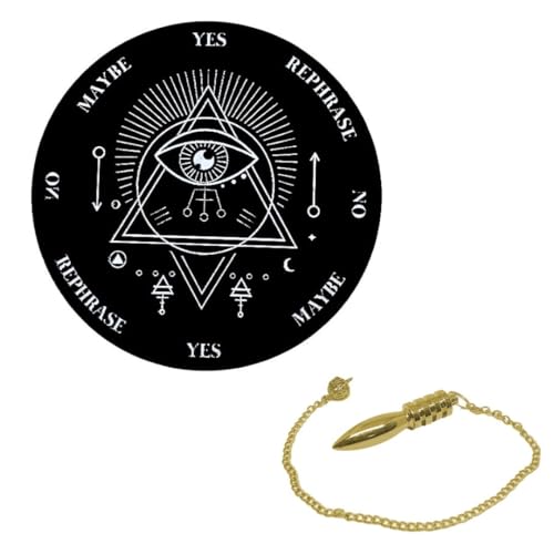 Image of Dowsing Board with Brass Pendulum | 9 Inch | Evil Eye Board | Metaphysical Message Board | Acrylic Divination Board | Spirit Board | Witch Board | Pendulum Assorted