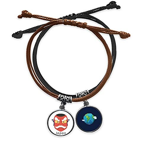 Pulsera tradicional japonesa de máscara fantasma de cuerda de mano un regalo único de cuero de tierra