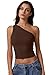 QINSEN Womens Tank Top Summer Off The Shoulder Sleeveless Tight Shirt Coffee Bean S