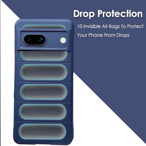 Image of A rtistque Liquid Silicone Stripes Back Cover Case for Google Pixel 6A | with Camera Protection | with Inner Fabric | Anti Slip Grip | AirBag Case - Blue
