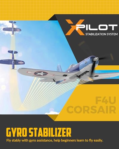 Image of volantexrc RC Plane for Beginners, 4CH WWII RC Airplane F4U Corsair with Aileron, 2.4Ghz Remote Control Plane with Xpilot Self Righting & One Key Aerobatic & Upgraded Canopy (761-8V2 RTF)