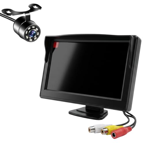 Image of FABTEC 5 Inch TFT LCD Car Rear View Monitor Screen with 8 LED Night Vision Hook Type Parking Camera Combo | Universal Reverse Parking Camera System for Car, SUV & Hatchback | HD Backup Camera Kit