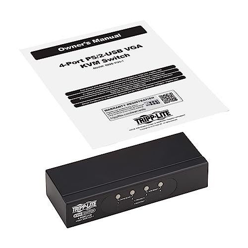 Image of Tripp Lite 4-Port KVM Switch VGA with USB or PS /2 Port for Keyboard Mouse, Desktop PC, 4 Computers 1 Monitor, Plug and Play - Windows, macOS, Linux Compatible - 3-Year Warranty (B006-VU4-1)