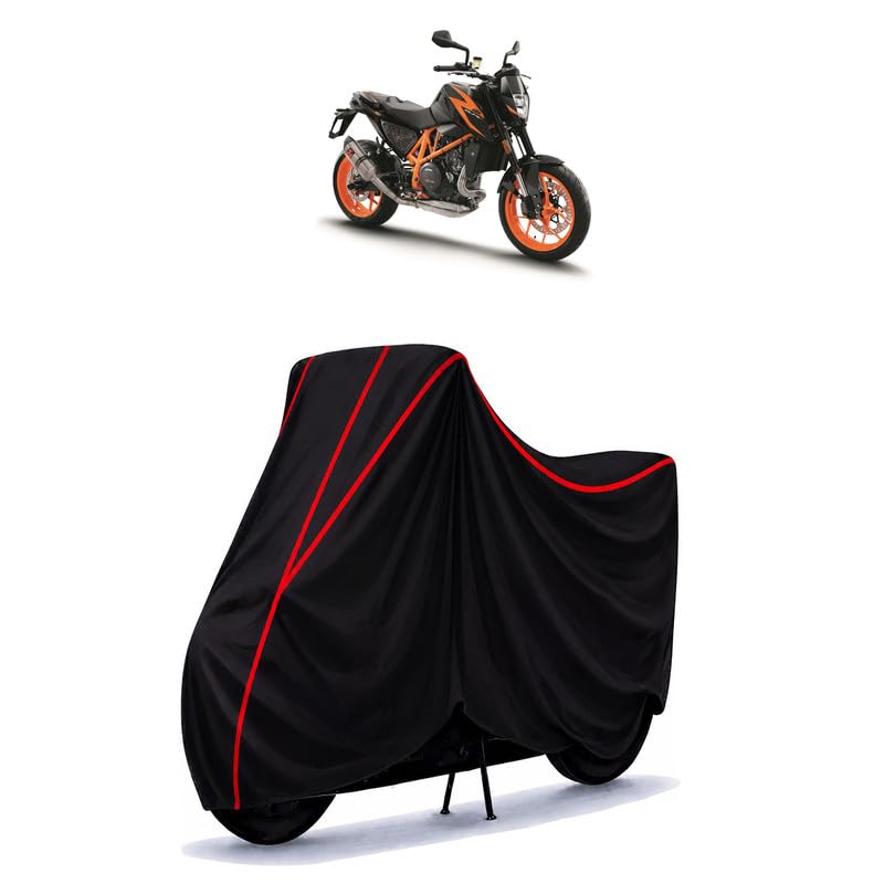 Image of KTM 650 Duke Water Resistant Bike Cover for All Motorcycles & Rain | Heavy Duty Taffeta Fabric | UV Protection, Dustproof, Scratchproof | All Weather Two Wheeler Body Cover with Elastic Bottom