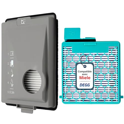 DEGG Kit de filtres - Compatible avec aspirateurs Miele Boost CX1 - Remplace SF-HY 60 & CX-FSF -...