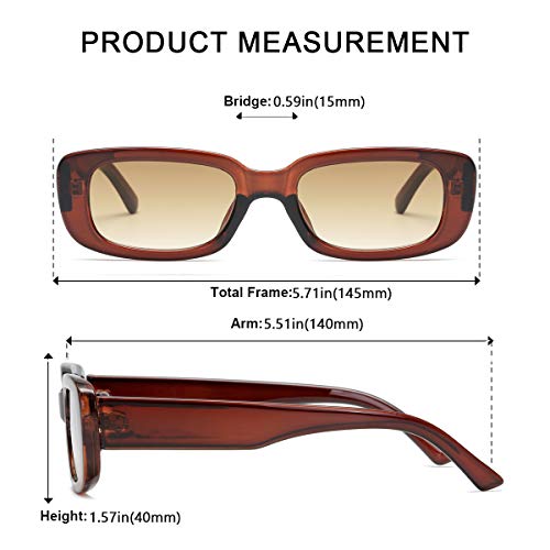 Image of Vintage Rectangle Sunglasses for Women Men 90s Fashion Narrow Square Frame Eyewear UV400 Protection