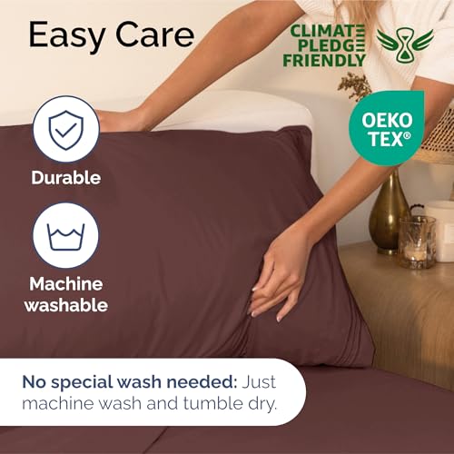 Image of King Size 4 Piece Sheet Set - Ultra Soft & Cooling Bed Sheets - Dark Russet | Fits 8 Inch to 16 inch Mattress, Wrinkle Free & Fade Resistant with Deep Pockets, Breathable, Comfy Hotel Luxury Bedding