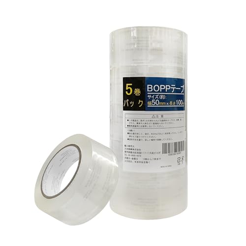 Amazon.co.jp: OPPテープ OPP粘着テープ 梱包用 幅50mm x 長さ100m 5巻