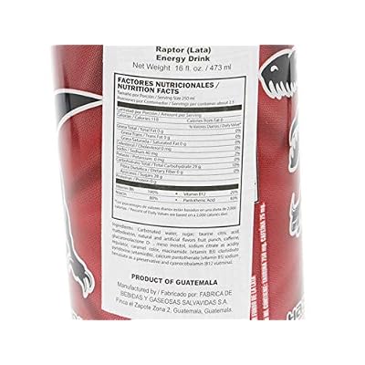 Raptor Energy Drink with Sparkling Fruit Punch Flavor Beverage 16Oz/473ml - Bebida energetica Raptor con bebida de sabor a ponche de frutas espumosas 16Oz/473ml (6 Pack)