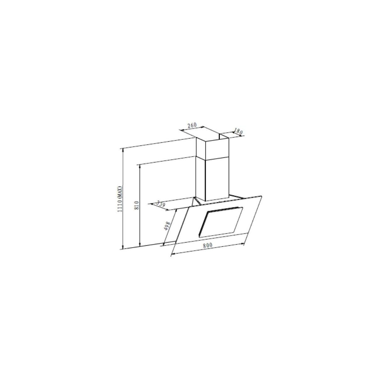Exquisit® Campana Extractora Cocina, 80Cm, Capacidad de Extracción máx 350 [M³/h], Color Negro, Consumo 44 kWh/año, 3 Niveles de Potencia, Rumorosidad 66 dB(A).