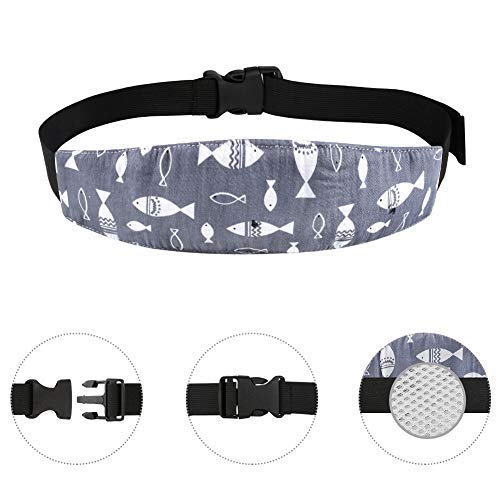 Accmor Baby Carseat Head Support Head Strap 2 Pack for Carseats Stroller Headrest Sleeping Neck Relief for Toddler Child Kids Infant(Grey Fish & Blue Elephant)