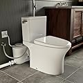 MaceratingFlo Skirted 750W Toilet With Pump For Basement, 36Ft Upflush Toilet System with 4 Water Inlets, 16.5" Chair-Height & 1.28 GPF Rimless Flush Macerating Toilets Includes Two Extension Pipes
