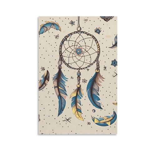 Peinture sur toile attrape-rêves et lune pour décoration murale de salon
