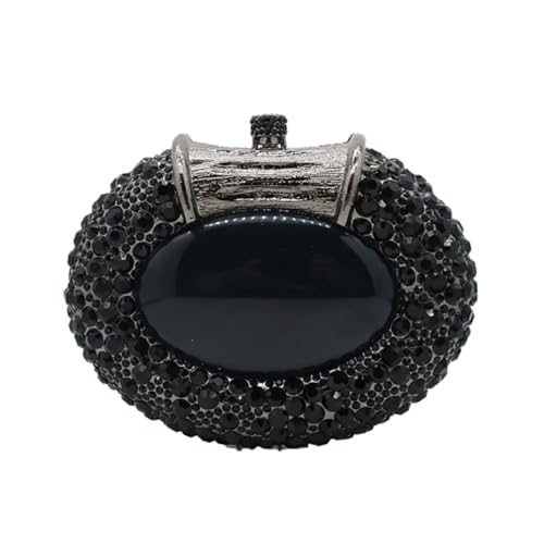 Image of UMREN Women Crystal Oval Shell Evening Purse Bags Luxury Rhinestone Clutch Unique Gems Handbag Bridal Wedding Shoulder Bag
