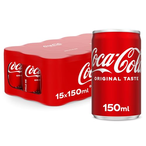 COCA-COLA Original Taste, Carbonated Soft Drink, Can 150ml, pack of 15