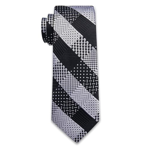 Image of YourTies Striped Plaid Ties for Men Silk Formal Necktie Set | 3.15 inch(8cm) Woven Jacquard Mens Ties with Necktie Pocket Square Cufflink Tie Clip Lapel Pin for Wedding Business Party