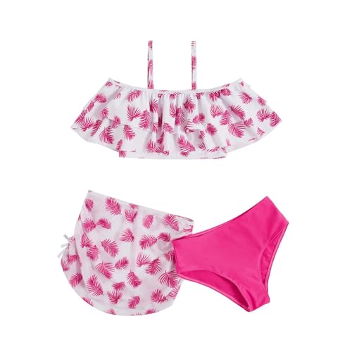 Maillot de bain fille 3 pièces imprimé avec jupe chic vêtement plage natation enfant 4 ans