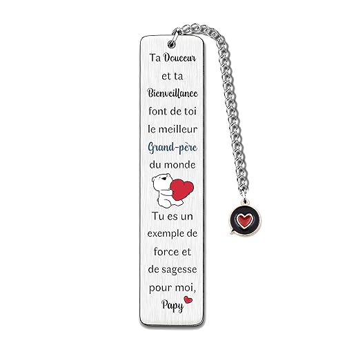 Segnalibri Papy Natale Regalo di Compleanno per Uomini Festa del Papà Regalo Pensionamento Apprezzamento Acciaio Inossidabile Souvenir Grazie Citazioni Il Miglior nonno del Mondo Accessorio Lettura