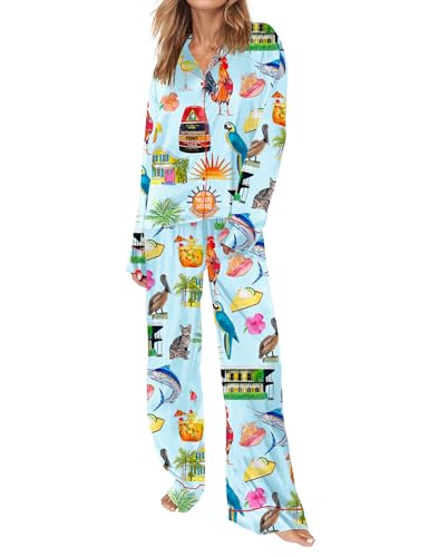 Image of SHESHOW Satin Pajamas for Women Set Long Sleeve Button Down Sleepwear 2 Piece Nightwear Women Pjs Sets Size XS-XXL