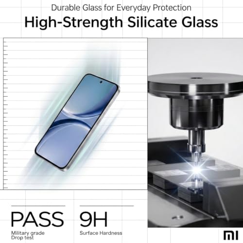 Image of Tempered Glass Screen Protector Guard for Redmi Turbo 5 | Anti Reflection Technology, Military Grade, Extreme Touch Response, Easy Install Kit