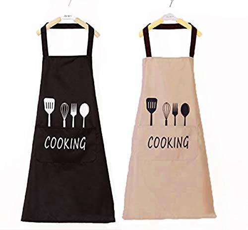 Kitchen Bib Apron - 2 Pack - Waterproof and Oil Proof - Great