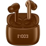 AI Translation Earbuds Real Time Translator Wireless Earbuds Headphones for Traveling Abroad Learning Languages Attending Meetings Managing Global Business Digital Display Charging Case Brown