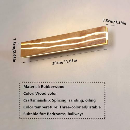 Lámpara de pared de madera rectangular con luz cálida para pasillo 6