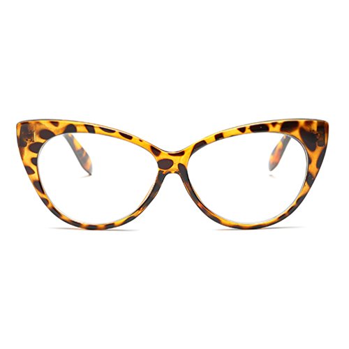 Armear Women Retro Cateye Sunglasses Vintage Leopard Print Frame Clear Lens Triangle Glasses