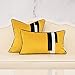 Yangest Yellow Decorative Velvet Throw Pillow Cover Striped Patchwork Cushion Case Modern 20x20 Inch Pillowcase for Sofa Couch Bedroom Living Room Home Decor